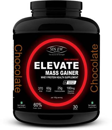 SINEW NUTRITION Elevate Mass Gainer 3kg Chocolate Weight Gainers/Mass Gainers