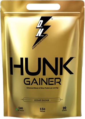Dn With Divine Nutrition POUCH HUNK GAINER KESAR BADAM 1KGS Weight Gainers/Mass Gainers