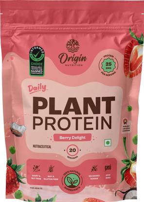 Origin Nutrition 100% Natural Strawberry Vegan Protein Powder, 25g Plant-Based Protein