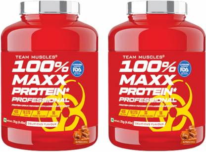 TEAM MUSCLES TM 100% Maxx Protein Professional (2 Kg-Pack Of 2) | Whey Protein | Gold Whey Whey Protein