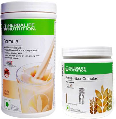 HERBALIFE Formula 1 Nutritional Shake Mix Vanilla 500 gm And Active fiber complex Plant-Based Protein