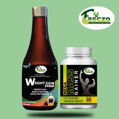Fasczo Mega Weight Gain Capsule [30] & Weight Gain Syrup Combo /Mass, Bulk Gainer Weight Gainers/Mass Gainers
