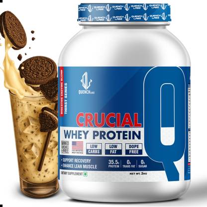 QUENCHLABZ Crucial Whey | 35.5g Protein | 0g Trans Fat | Probiotics | Digestive Enzymes Whey Protein