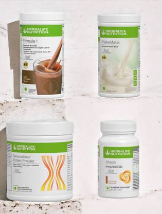 HERBALIFE F1 SHAKE MIX-CHOCOLATE,SHAKEMATE,PP-200GM AND CINNAMON (PACK OF 4) Protein Shake