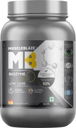 MUSCLEBLAZE Biozyme Iso-Zero Low Carb (Tropical Mango, 1 kg / 2.2 lb) Whey Protein
