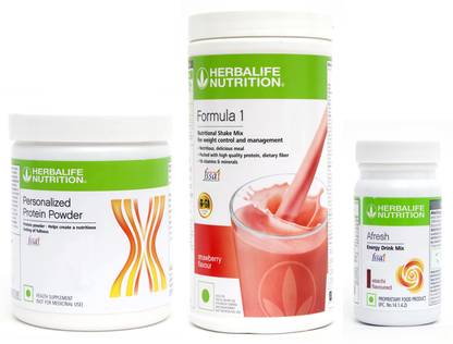 HERBALIFE FORMULA1 STRAWBERRY 500 G PROTIEN 200 G AFRESH ENERGY DRINK ELAICHI 50 G Plant-Based Protein