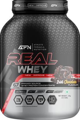 AFN Real Whey Protein Concentrate 2kg Irish Chocolate 67 Serving with BCAA, EAA Whey Protein