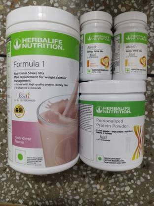 HERBALIFE F1 SHAKE MIX-ROSE KHEER,AFRESH-PEACH,GINGER,PP-200GM(PACK OF 4) Protein Shake