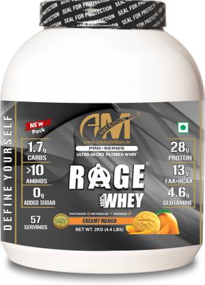 AM NUTRITION Rage 100% Whey Protein|28g Protein|EAA+BCAA|Glutamine|Source Whey Isolate Whey Protein