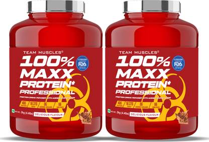 TEAM MUSCLES TM 100% Maxx Protein Professional (2 Kg-Pack Of 2) | Whey Protein | Gold Whey Whey Protein