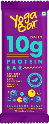 Yogabar 10g Protein Bar Blueberry Blast, Gluten-Free, Healthy Protein Snacks Protein Bars