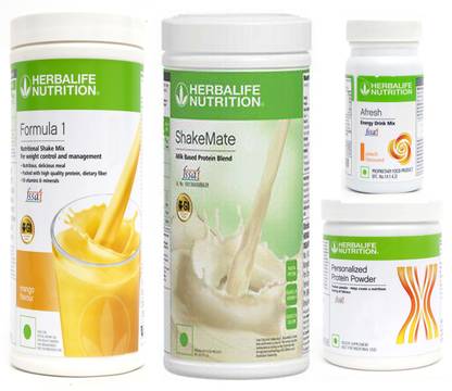HERBALIFE Formula 1 Shake Mango+ Protein Powder 200 G + Afresh - Peach + Shake Mate Protein Shake