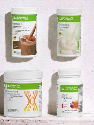HERBALIFE F1 SHAKE MIX-CHOCOLATE,SHAKEMATE,PP-200GM AND KASHMIRI KAHWA (PACK OF 4) Protein Shake