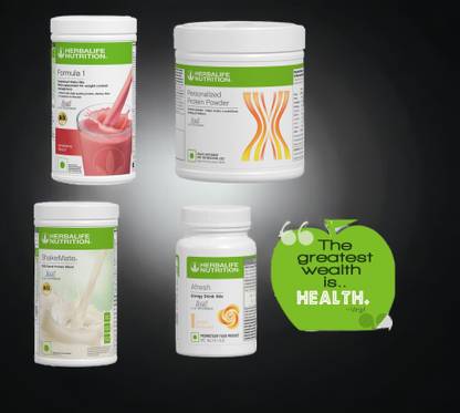 HERBALIFE F1 SHAKE MIX-STRAWBERRY,PP-200GM,GINGER AND SHAKEMATE (PACK OF 4) Protein Shake