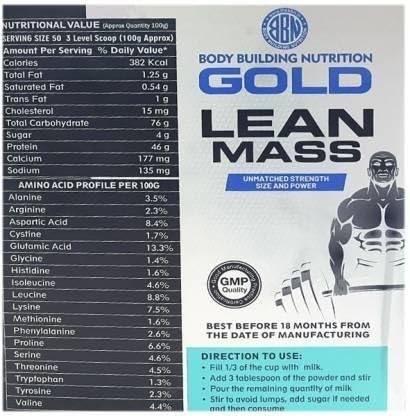 bbn LEAN MASS GAINER ADVANCED FORMULA HIGH GAINER POWDER Weight Gainers/Mass Gainers
