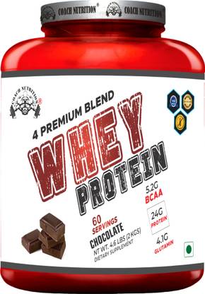COACH NUTRITION 4 Premium Blend Whey Protein 2kg Chocolate Muscle Recovery Enhance Focus Stamina Whey Protein