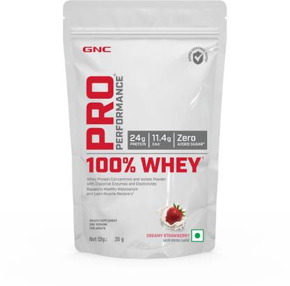 GNC Pro Performance 100% Whey Protein Powder | Creamy Strawberry | 35 gm Whey Protein