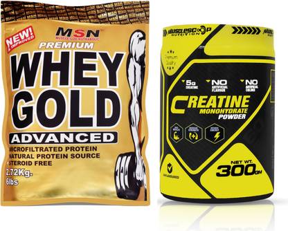 MUSCLE SIZE Whey Gold protein With 300g Unflavored Creatine Monohydrate Powder Combo Pack Whey Protein