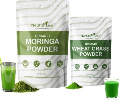 Neutraleaf Organic Moringa Powder & Wheat Grass For Weight Loss, Gut Health, BP, Immune Plant-Based Protein