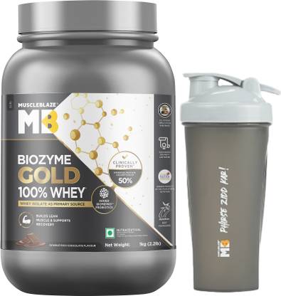 MUSCLEBLAZE Biozyme Gold 100% Whey Protein with Shaker Whey Protein