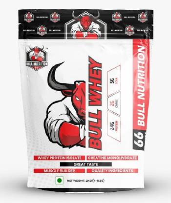 BULL NUTRITION Isolate Whey Protein 2kg ,66 Serving | For Muscle Building & Muscle Recovery Whey Protein