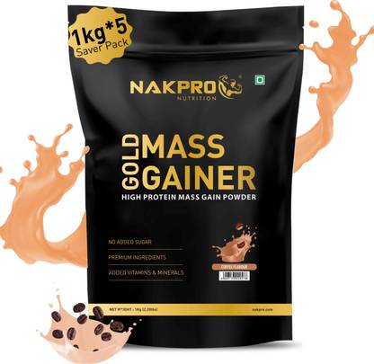 Nakpro Mass Gainer High Protein & Calorie Powder Gym Supplement-Coffee 5kg(1kg*5 Pouches) Weight Gainers/Mass Gainers