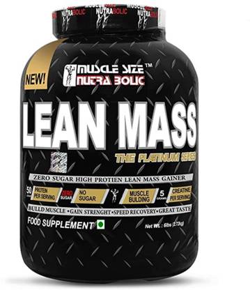MUSCLE SIZE LEAN MASS GAINER ZERO SUGAR HIGH PROTEIN (6lbs, Chocolate) Weight Gainers/Mass Gainers