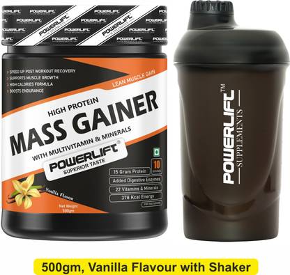 POWERLIFT Mass Gainer with Shaker High Protein with Vitamins & Minerals Weight Gainers/Mass Gainers