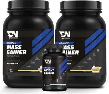 DNUTRIXN Advance High Protein Mass Gainer |Protein 63G | Calorie 1200+Kcal |Multivitamin+ Weight Gainers/Mass Gainers