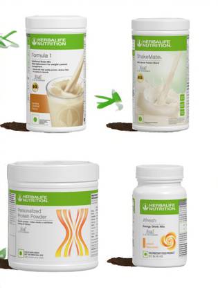 HERBALIFE F1 SHAKE MIX-BANANA,SHAKEMATE,PP-200GM AND PEACH (PACK OF 4) Protein Shake