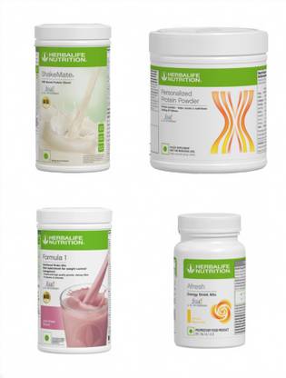 HERBALIFE F1 SHAKE MIX-ROSE KHEER,SHAKEMATE,PP-200GM AND LEMON (PACK OF 4) Protein Shake