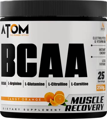 AS-IT-IS Nutrition ATOM BCAA 250g with L-arginine, L-Carnitine, L-Citrulline Tangy Orange Flavor BCAA