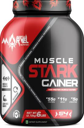 MUSCLE MARVEL NUTRITION Muscle Stark Gainer 2.72kg Cookies & Cream Lean Mass Gainer & Increase Strength Weight Gainers/Mass Gainers
