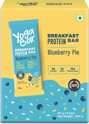 Yogabar Breakfast Protein Bar Blueberry Pie Pack of 6 Protein Bars
