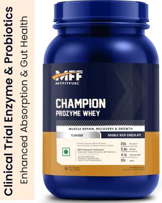 MyFitFuel Champion ProZymes Whey Protein Concentrate & Isolate- 25g Protein 1kg Chocolate Whey Protein
