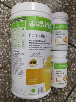 HERBALIFE F1 SHAKE MIX-MANGO,AFRESH-GINGER,PEACH (PACK OF 3) Protein Shake