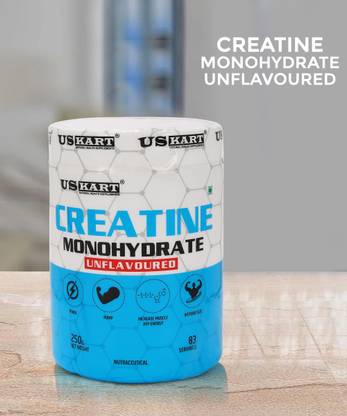 US KART Creatine Monohydrate 250gm with 83 Serving Increase Muscle ATP Energy & Power Creatine