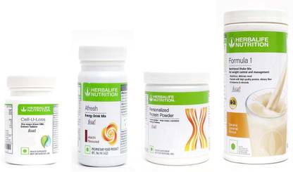 HERBALIFE FORMULA-1 SHAKE BANANA CARAMEL-500 +PROTEIN POWDER -200 +AFRESH -ELACHI-50 Protein Shake