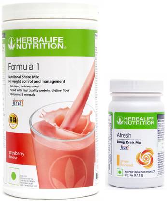 HERBALIFE FORMULA 1 STRAWBERRY ( 500g) WITH AFRESH GINGER ( 50g) SET OF 2 PCS Plant-Based Protein
