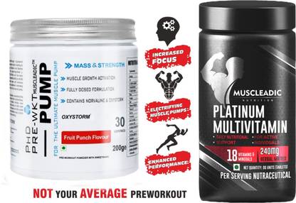 MUSCLEADIC PHD PUMP 30 Serving Combo multivitamin 90 Tablet Pre Workout