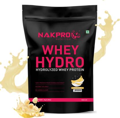 Nakpro HYDRO Whey Protein Hydrolyzed Supplement Powder - 1 kg Banana Whey Protein