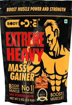 Body Core Science Extreme Heavy Mass Gainer(Butterscotch-3Kg) Weight Gainers/Mass Gainers