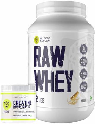 Muscle Asylum Whey Protein Kulfi flavoured, 1 kg + Creatine Powder - 83 Servings, 250gm Whey Protein