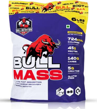 BULL NUTRITION Bull Mass Gainer Rapid Muscle Recovery and Muscle Growth (6lbs,2720g) Weight Gainers/Mass Gainers