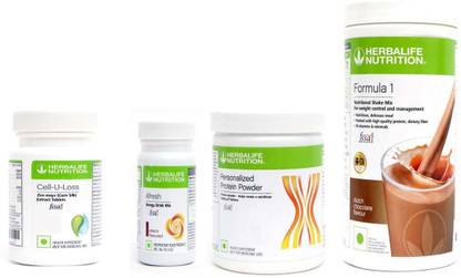 HERBALIFE FORMULA-1SHAKE CHOCOLATE-500+PROTEIN POWDER 200+AFRESH -TULSI-+CELL U LOSS -90 Protein Shake