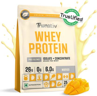 TruNativ Pro Blend Whey Protein, Grass-Fed Whey | 26g Protein | 6g BCAA | No Sugar| Whey Protein