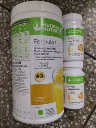 HERBALIFE F1 SHAKE MIX-MANGO,AFRESH-2 GINGER (PACK OF 3) Protein Shake