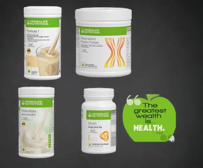 HERBALIFE F1 SHAKE MIX-VANILLA,PP-200GM,GINGER AND SHAKEMATE (PACK OF 4) Protein Shake