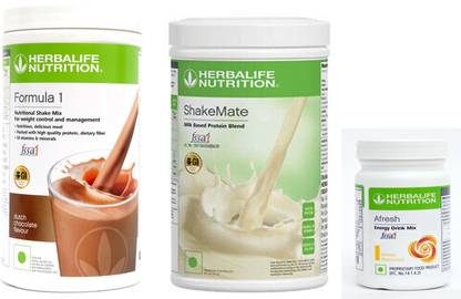 HERBALIFE Formula 1 Shake Mix Chocolate Flavor+Shake Mate Milk Protein+ Afresh Lemon Plant-Based Protein
