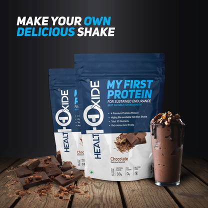 HEALTHOXIDE My First Protein with whey, casein & pea, Chocolate Whey Protein Whey Protein